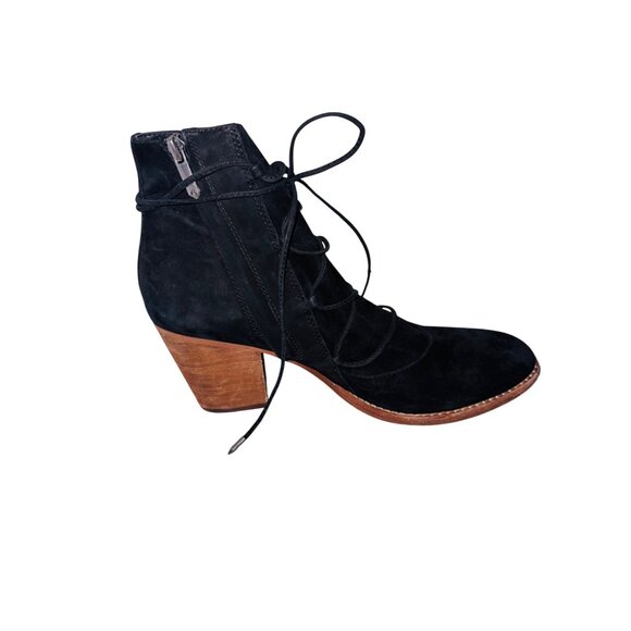 Sam Edelman Millard Lace-Up Boots Black Suede Ankle Bootie 10 Boho Cottage Core - Picture 6 of 14